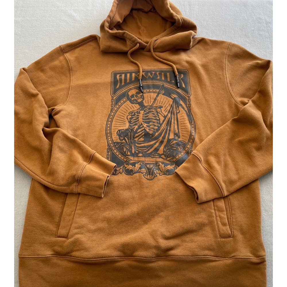 Airwalk Mens Skeleton Grim Reaper Graphic Hoodie Brown Fleece Sweatshirt Large